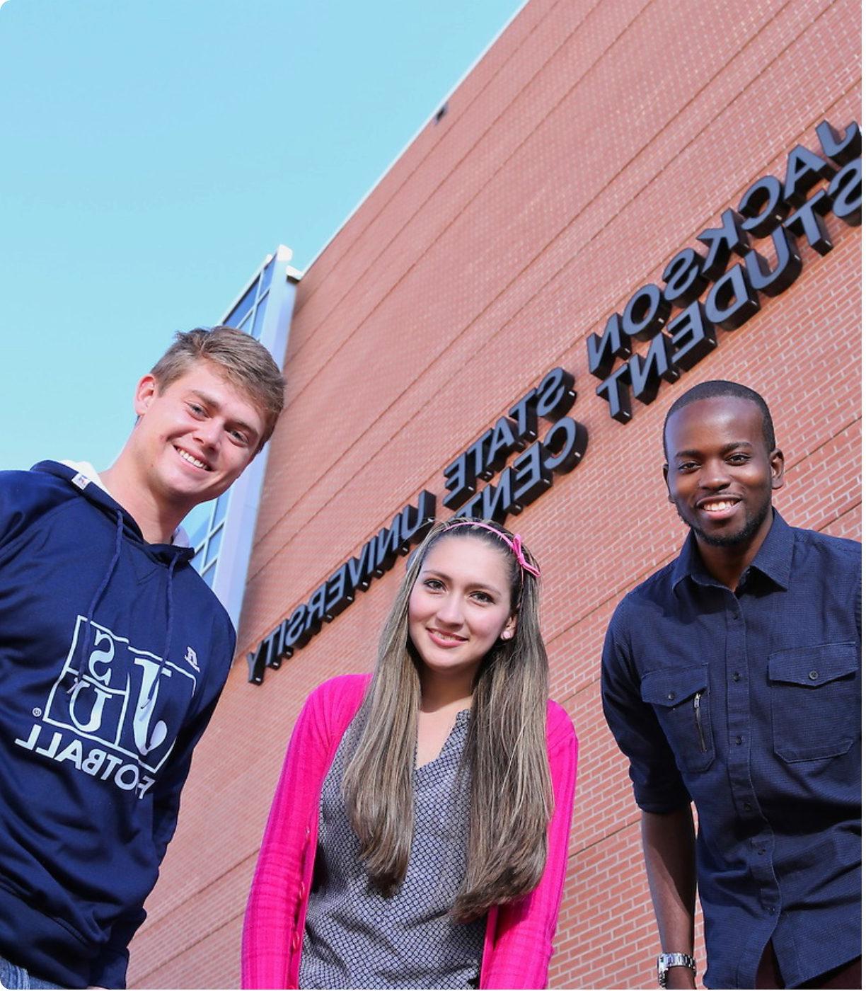 Students outside student center